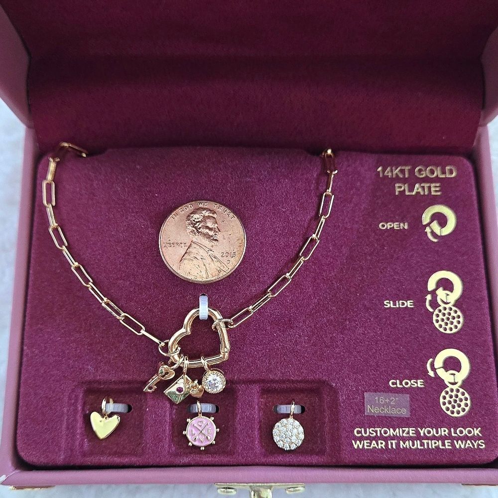 Charm Bar Interchangeable Love❤️ Charms Necklace - NIB - Picture 10 of 16